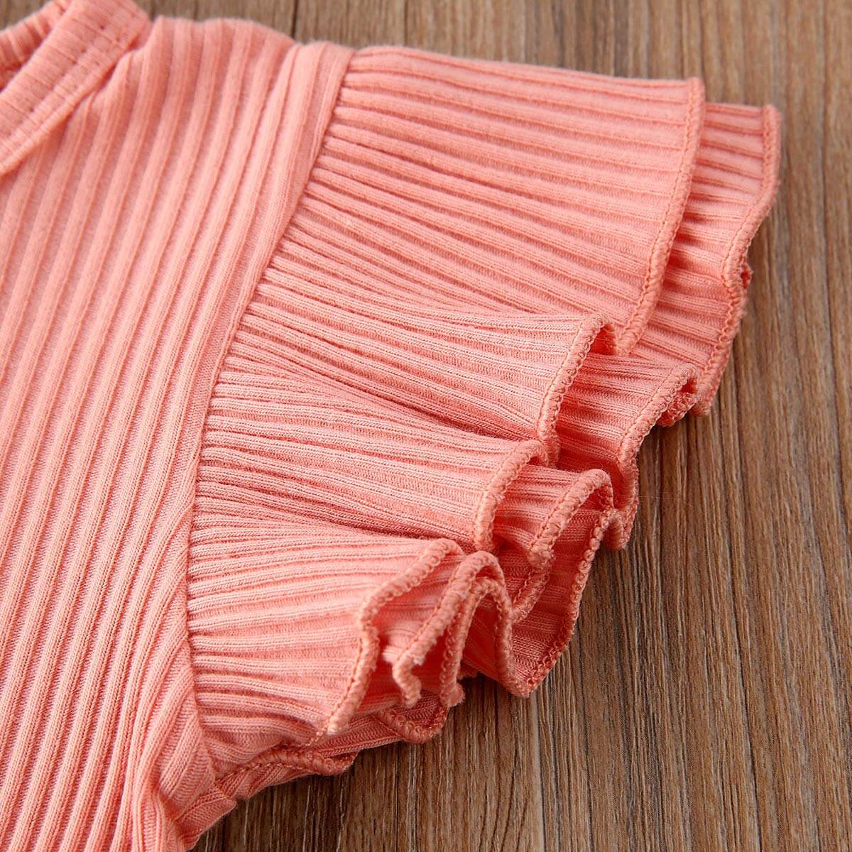 Riflet, ribbestrikket, blomstret shortssett
