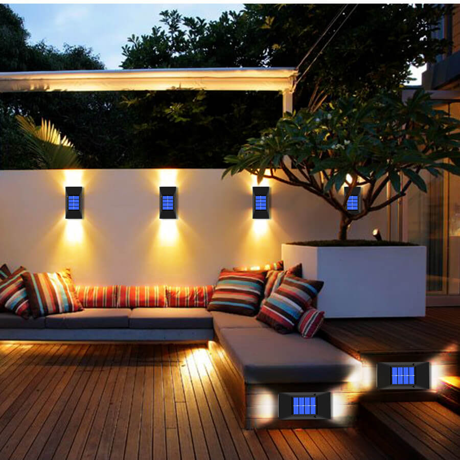 Soldrevet utendørs vegglampe for terrasse