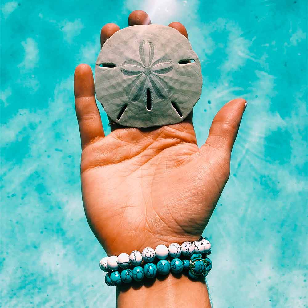 Turkis armbånd med skilpaddeperler!